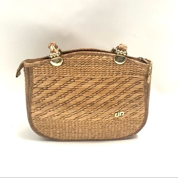 Viintage Pier Giorgio Straw  Coastal Grandma 3 Tone Handbag Made In Italy - Picture 4 of 14
